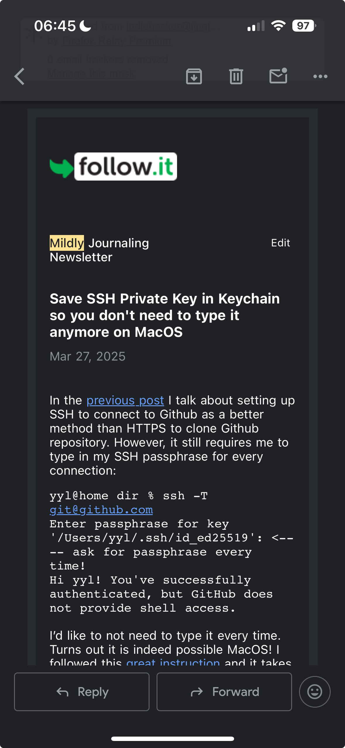Newsletter look on a desktop